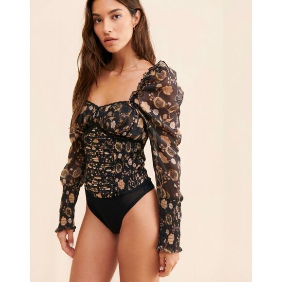 New Free People Intimately Brunch Date Bodysuit Sweetheart Neckline Size S - Picture 2 of 15